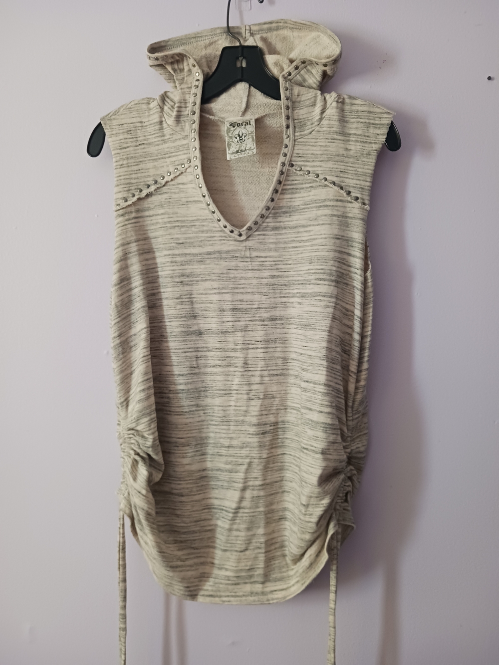 NWT Vocal Hooded Sleeveless Tank in Heather Beige